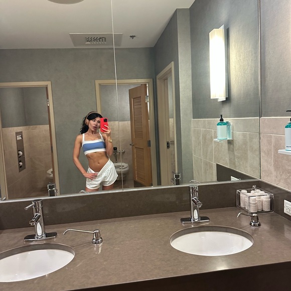 Women's Blue and White Sports Bra - Picture 2 of 2